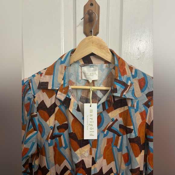 Marigold by Victoria Dunn Hurley City Scape Geometric Midi Dress Size Medium - Picture 7 of 11